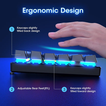 RisoPhy Mechanical Gaming Keyboard, RGB 104 Keys Ultra-Slim LED Backlit USB Wired Keyboard with Blue Switch